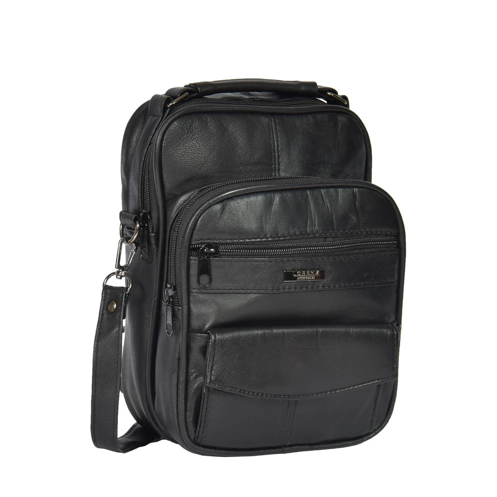 DR472 Multi Pocket Leather Bag Black 1