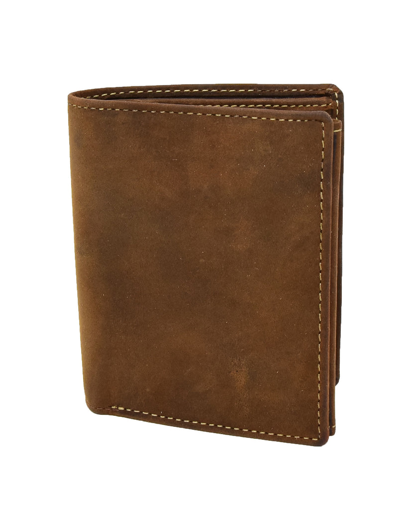 DR403 Men's Bifold Vintage Leather Wallet Tan 2