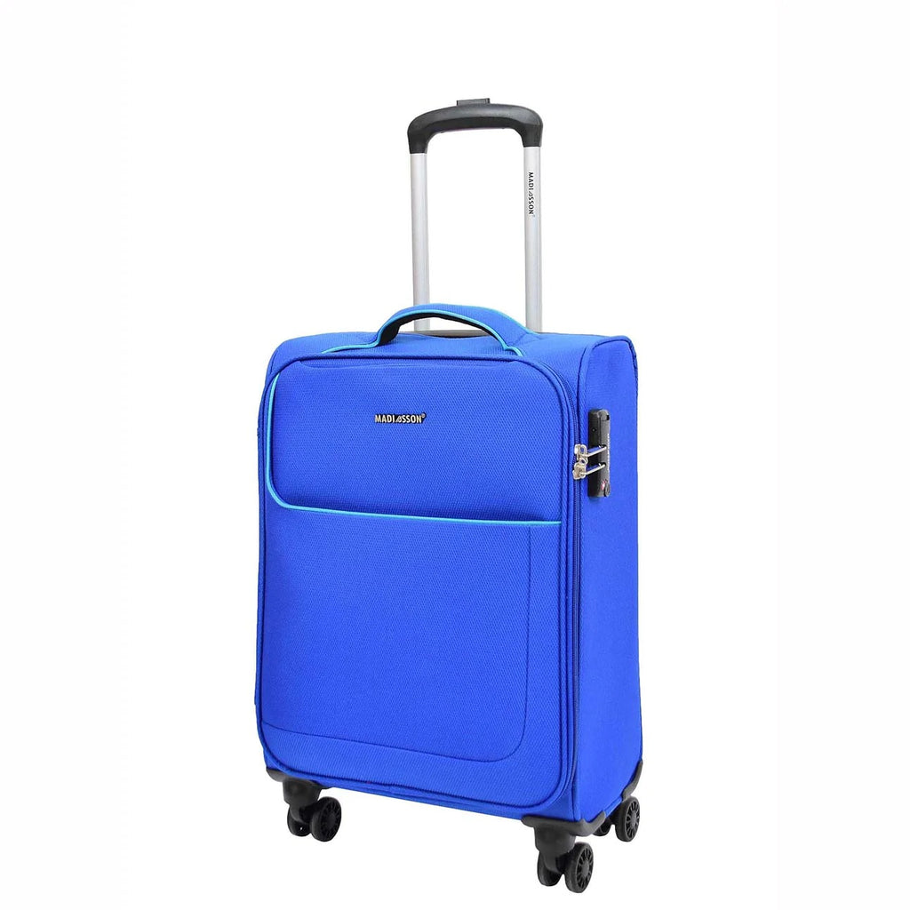 DR521 Lightweight 4 Wheel Soft Hand Luggage Cabin Size Suitcase Blue 1