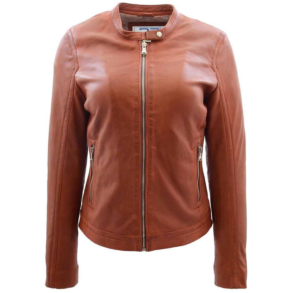 DR247 Women's Soft Leather Biker Style Jacket Timber 1