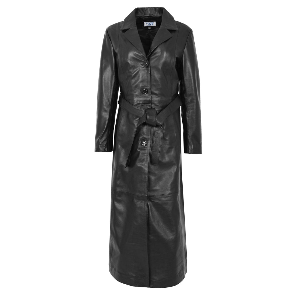 DR235 Women's Classic Full Length Long Coat Winter Black 1