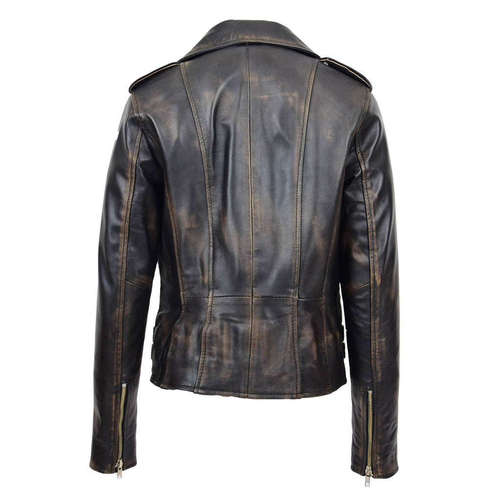 DR195 Women’s Trendy Biker Leather Jacket Rub off 4