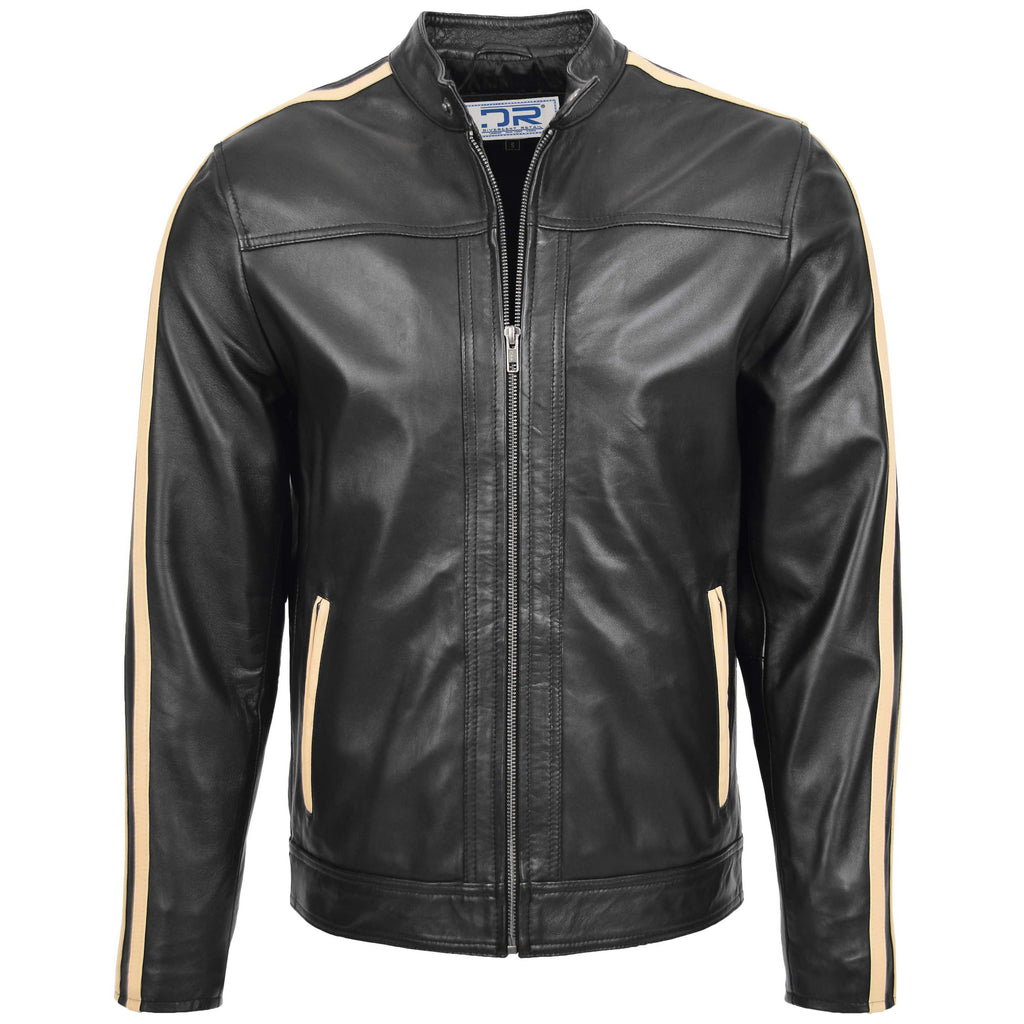 DR151 Men's Casual Biker Leather Jacket Black 1