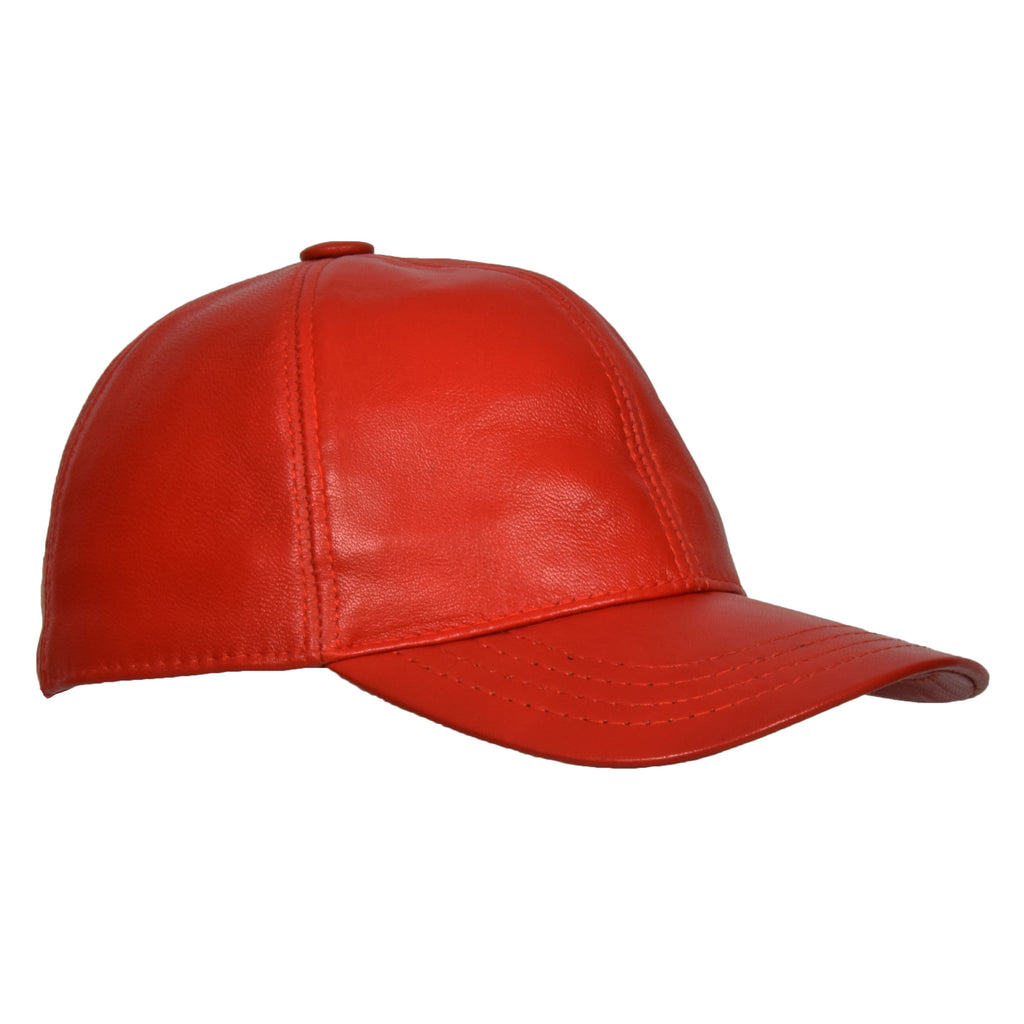 DR395 Classic Leather Baseball Cap Red 1