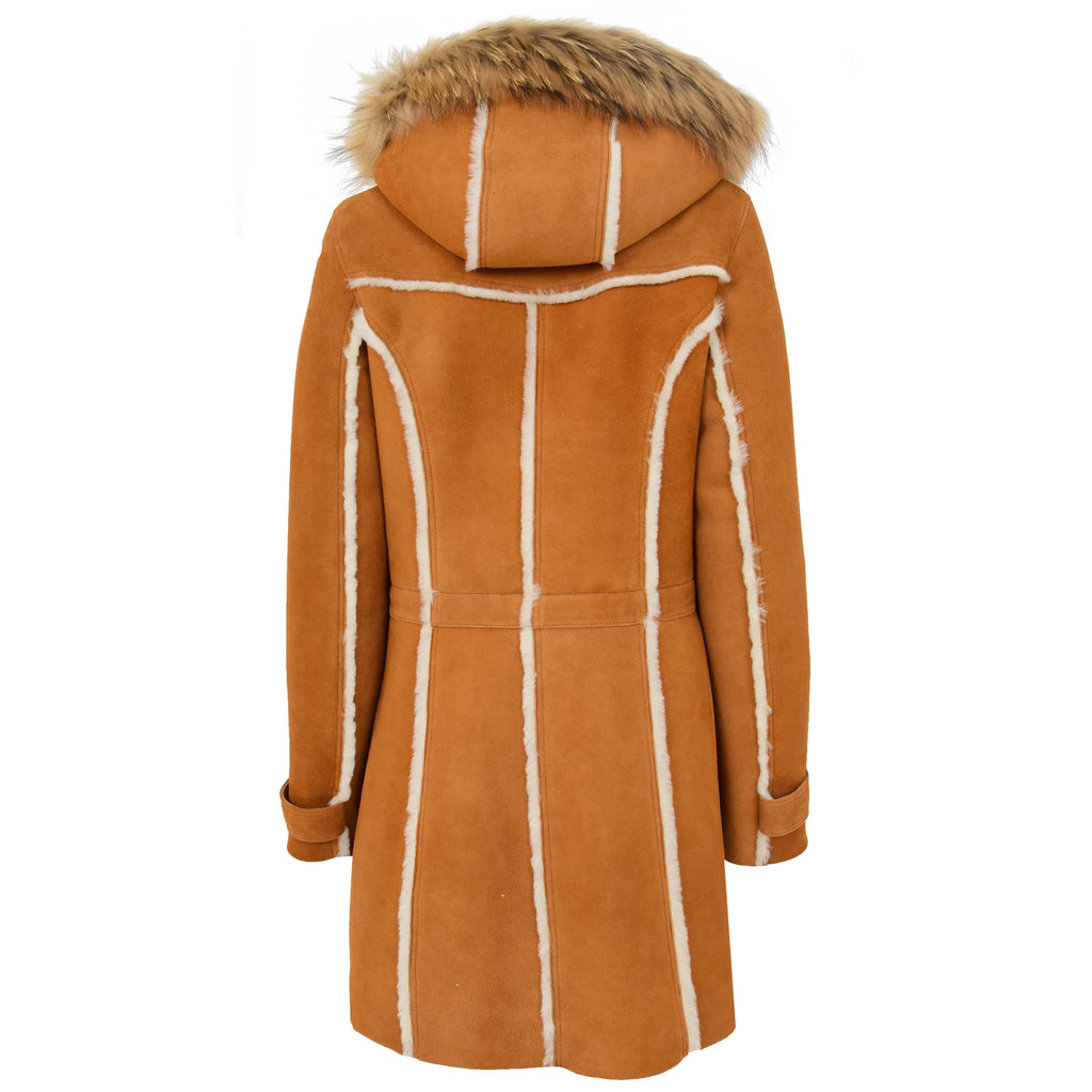 DR249 Women's Sheepskin Italian Classic Look Leather Coat Tan 6