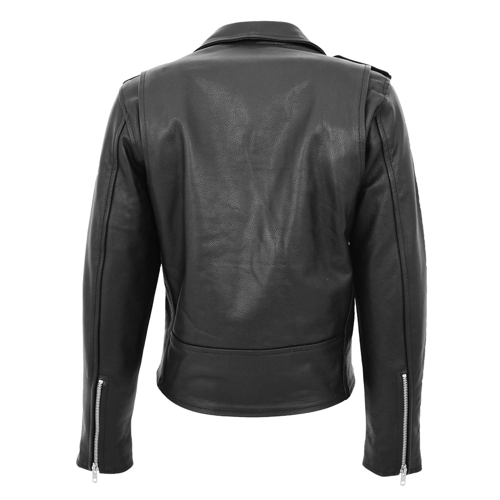 DR224 Women's Biker Chic Real Leather Jacket Black 5