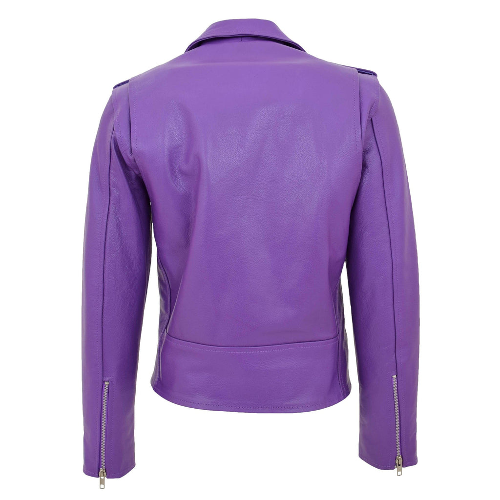 DR224 Women's Biker Chic Real Leather Jacket Lilac 3