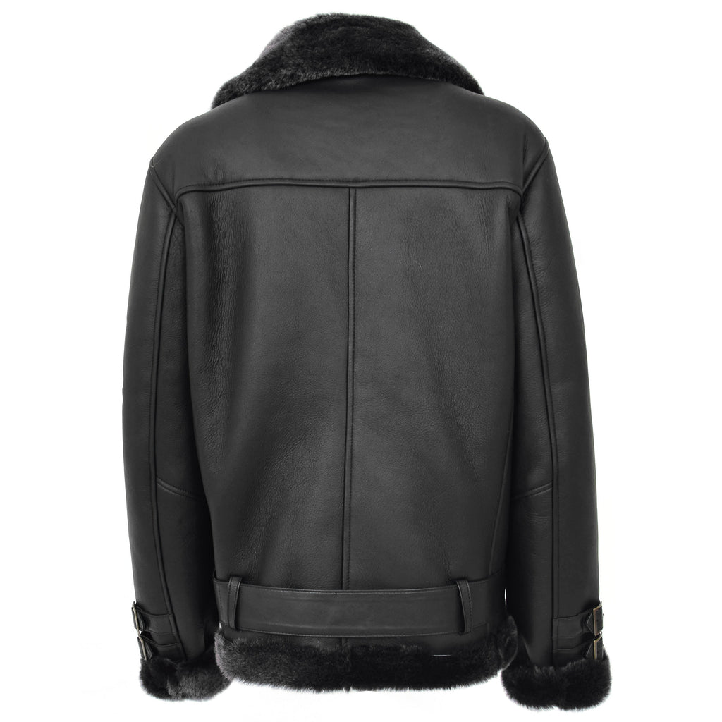 DR251 Women's Sheepskin Italian Classic Look Leather Jacket Black 2