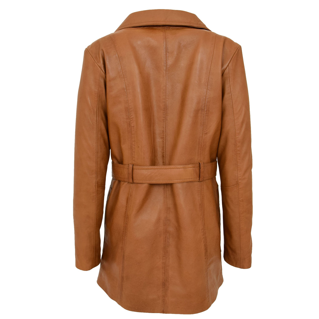 DR219 Women's Smart Winter Leather Coat Tan 2