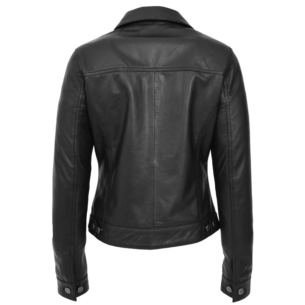 DR213 Women's Retro Classic Levi Style Leather Jacket Black 2