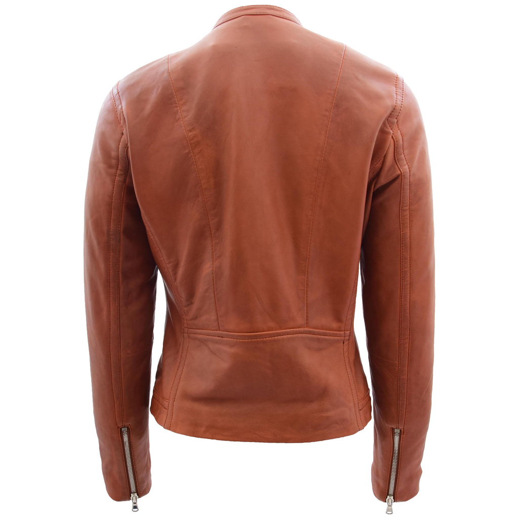DR247 Women's Soft Leather Biker Style Jacket Timber 2
