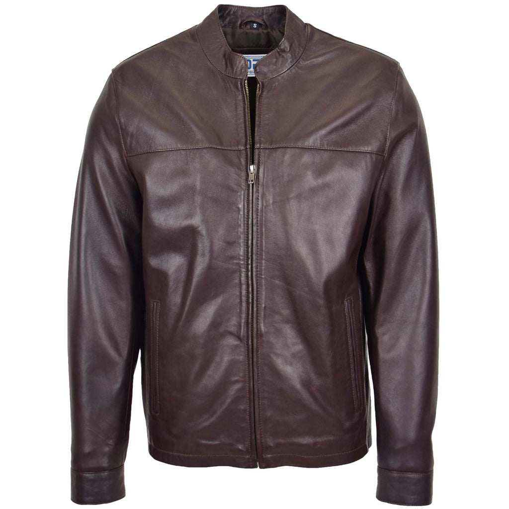 DR142 Men's Nappa Leather Biker Jacket Brown 1