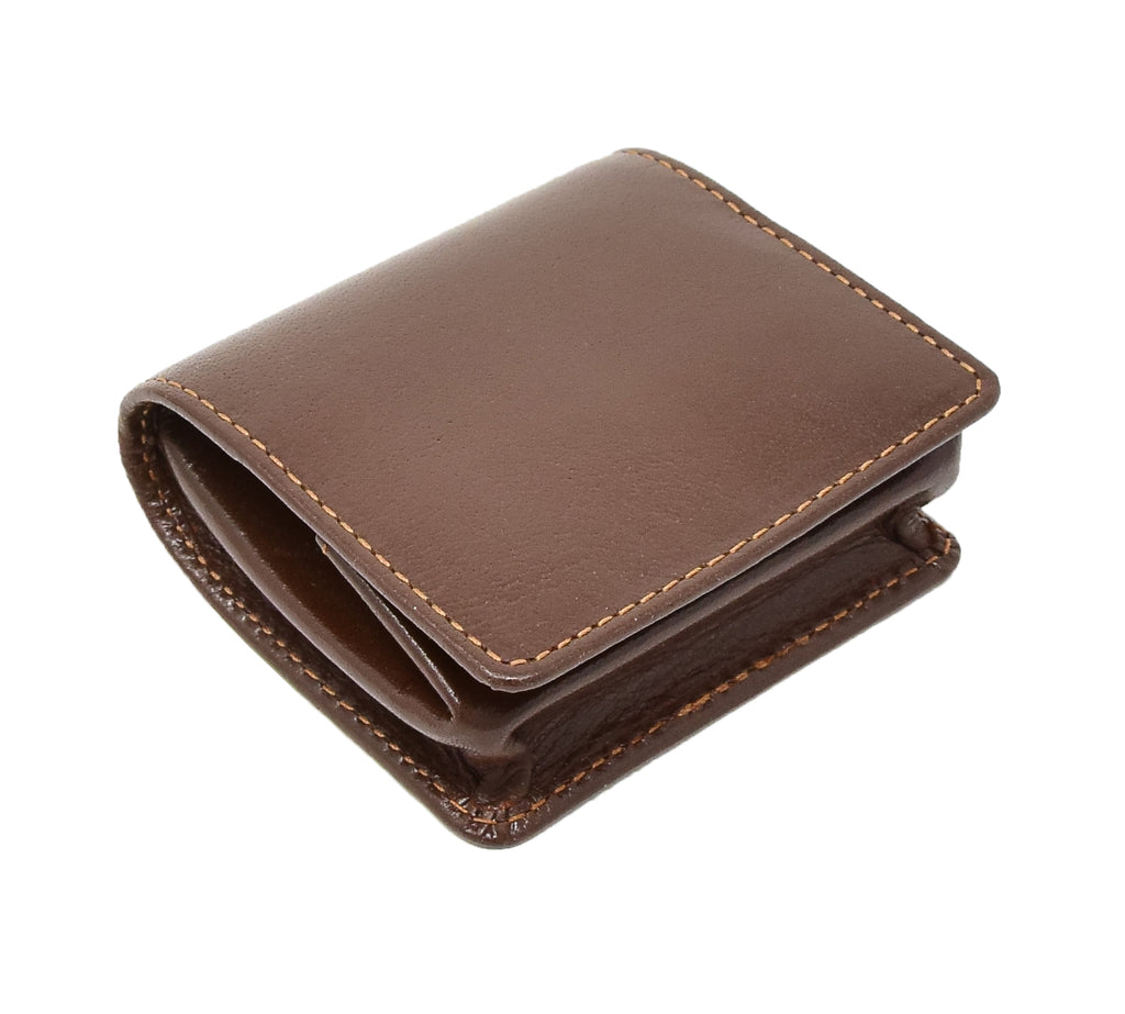 DR400 Real Leather Coin Tray Wallet Brown 1