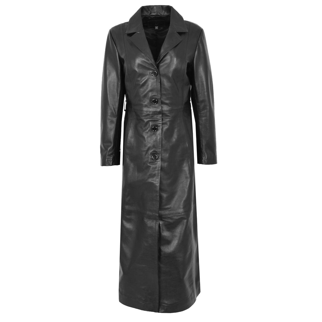 DR235 Women's Classic Full Length Long Coat Winter Black 3