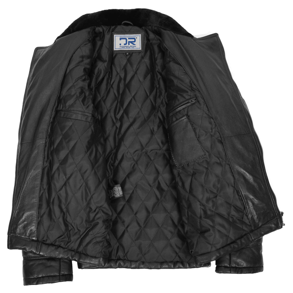 DR191 Men’s Real Leather Puffer Jacket Slim Fit Black 4