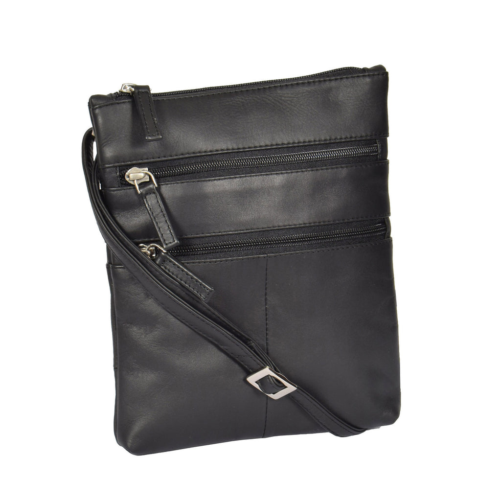 DR368 Women's Leather Small Cross Body Travel Bag Black 1
