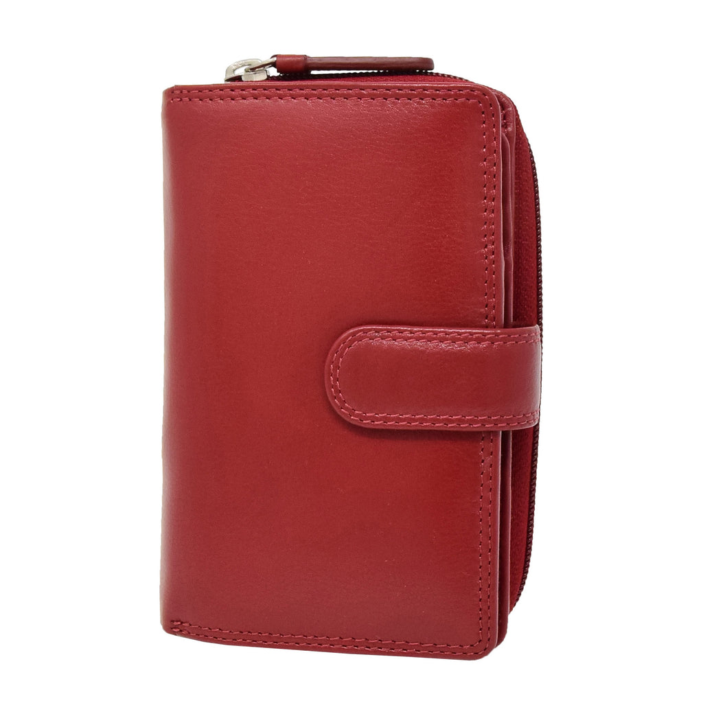 DR427 Women's Leather Booklet Style Purse Red 1