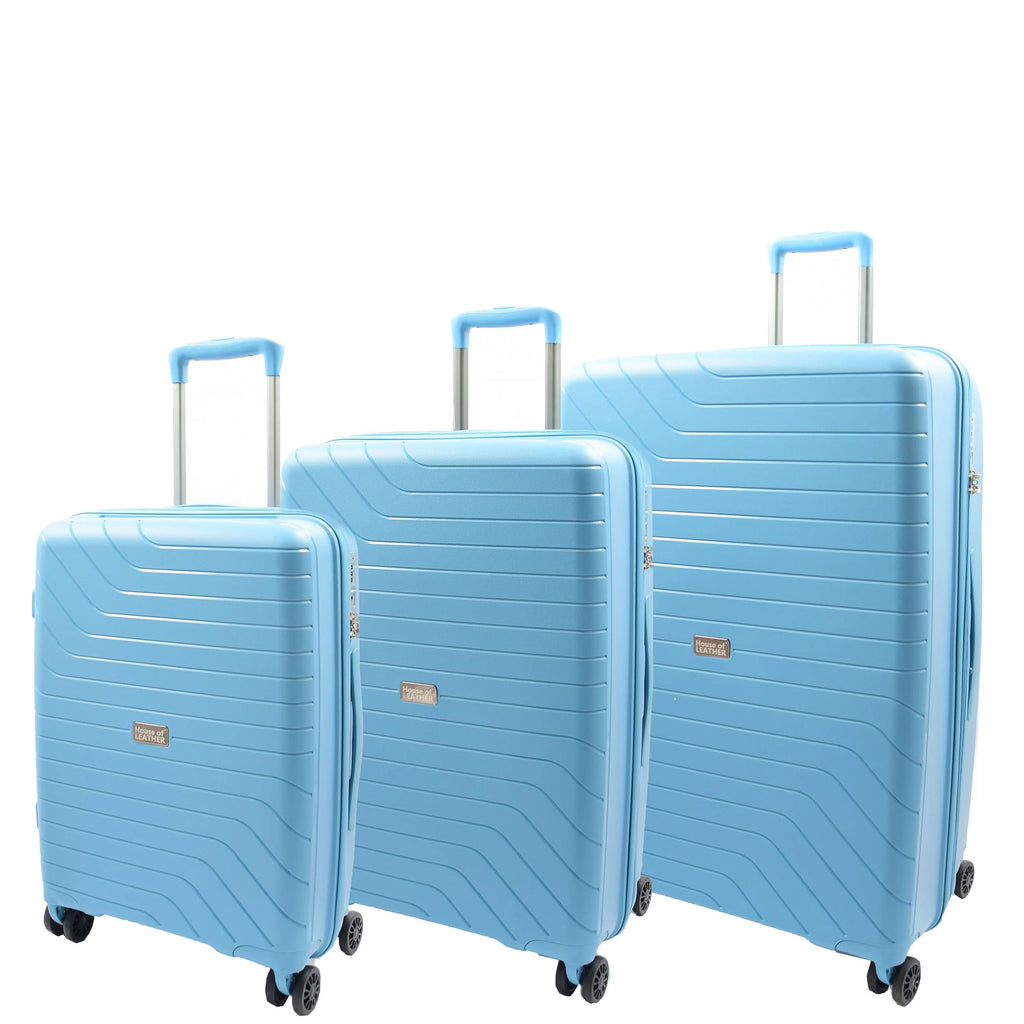 DR525 Expandable Hard Shell PP Luggage Travel Suitcase Bags with 4 Wheels Blue 1