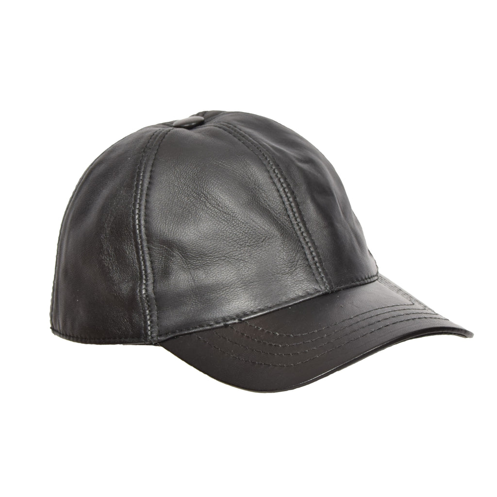 DR395 Classic Leather Baseball Cap Black 1