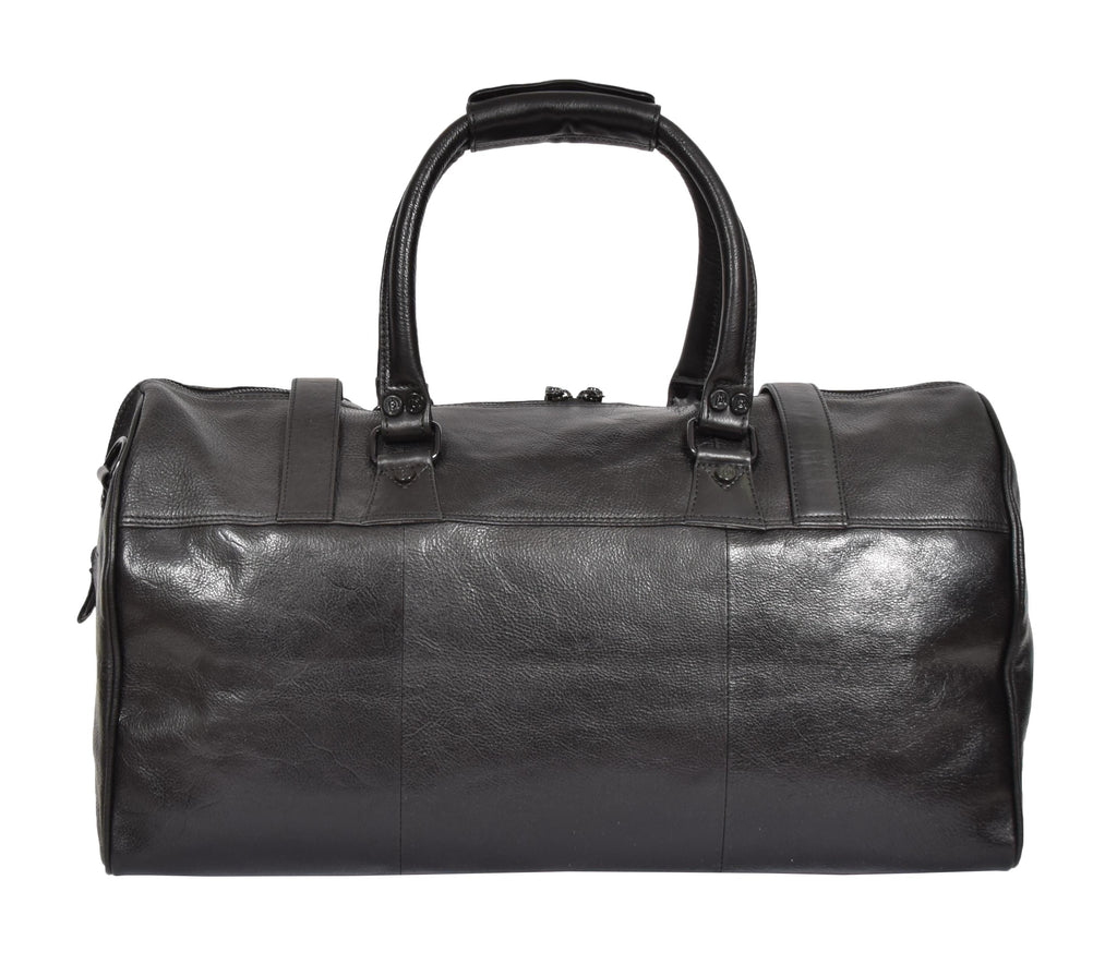 DR329 Black Luxury Leather Holdall Travel Duffle Bag 4