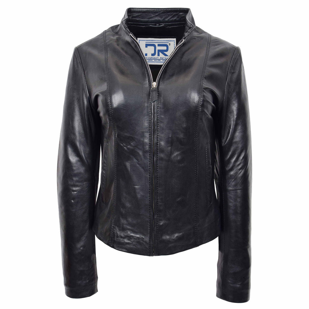 DR265 Women’s Soft Black Fitted Biker Style Leather Jacket 1