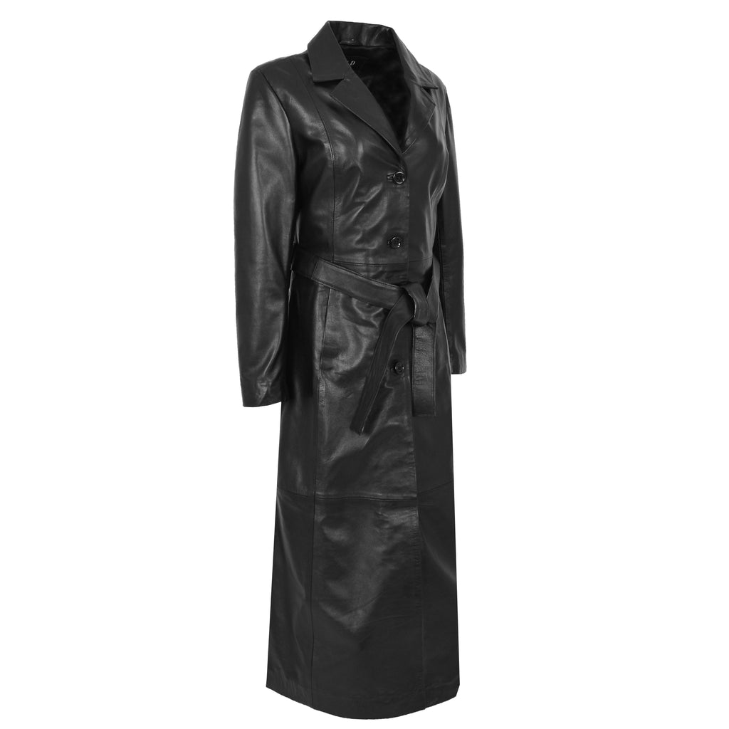 DR235 Women's Classic Full Length Long Coat Winter Black 4