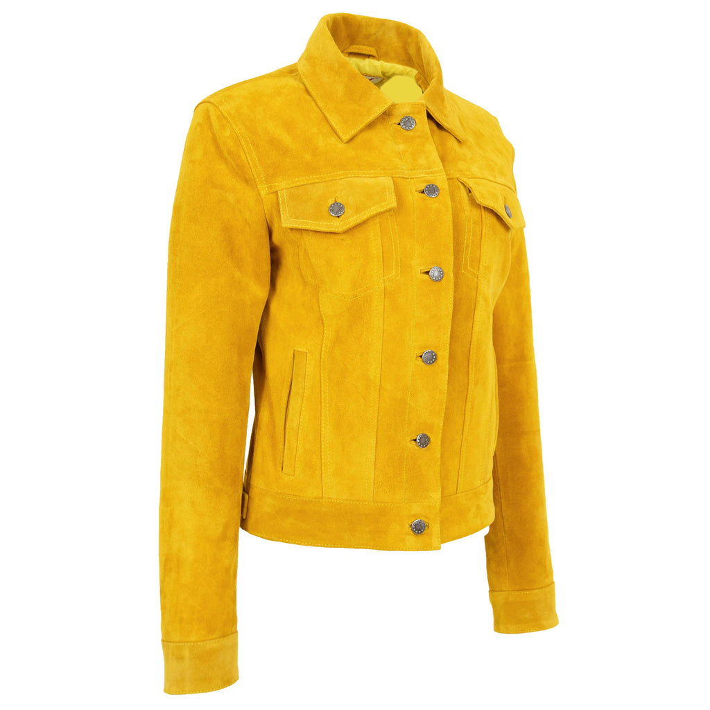 DR213 Women's Retro Classic Levi Style Leather Jacket Yellow 4