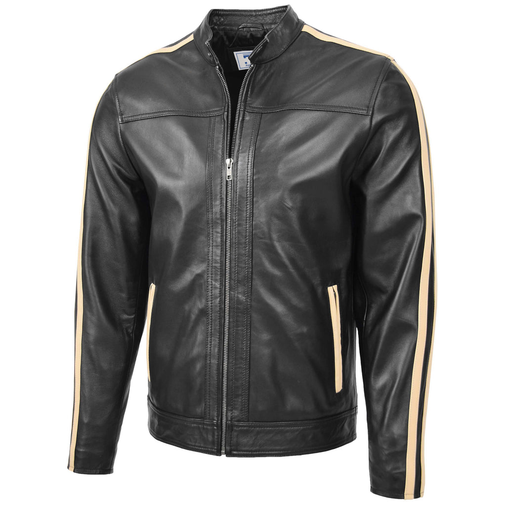 DR151 Men's Casual Biker Leather Jacket Black 4