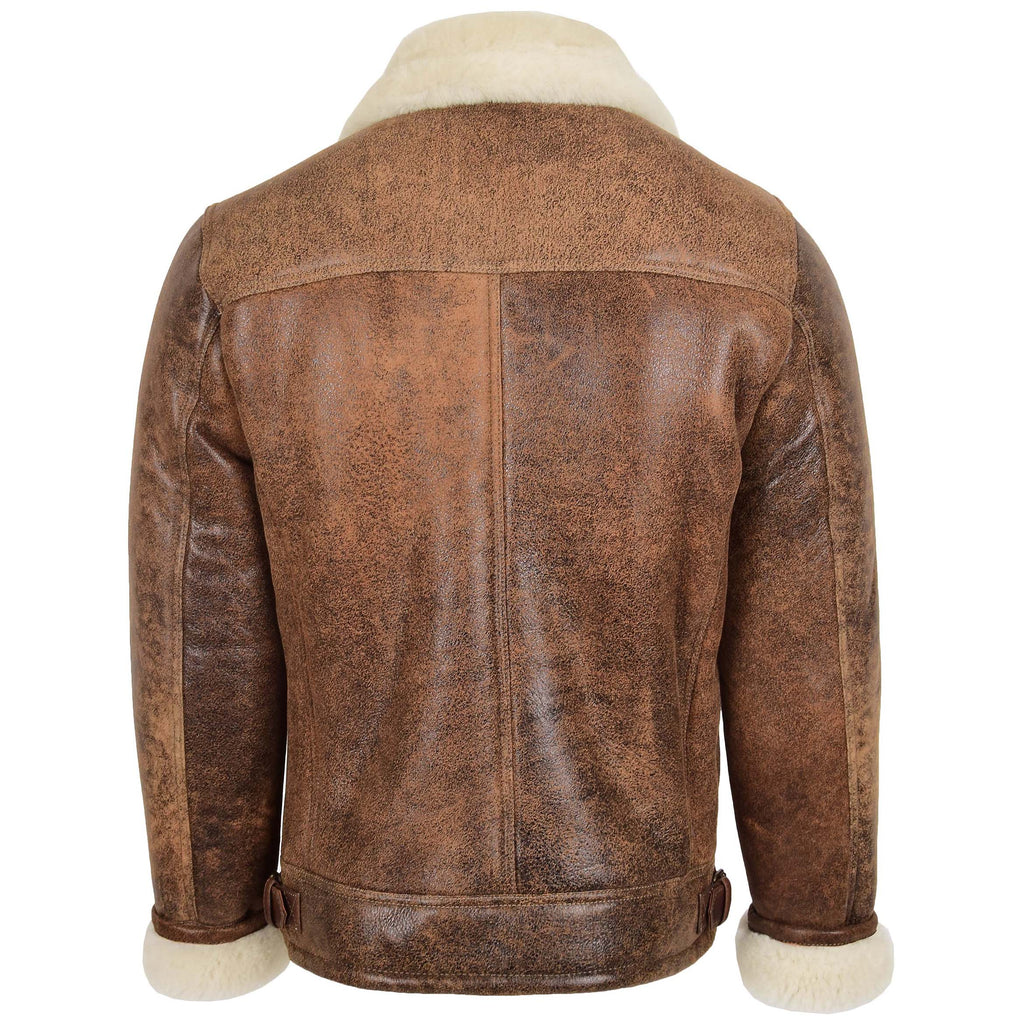 DR176 Men's Classic Sheepskin Leather Jacket Brown Antique 2