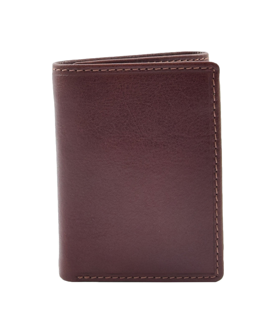 DR439 Men's Trifold Leather Credit Card Wallet Brown 2