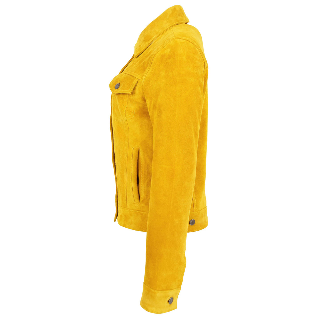 DR213 Women's Retro Classic Levi Style Leather Jacket Yellow 5