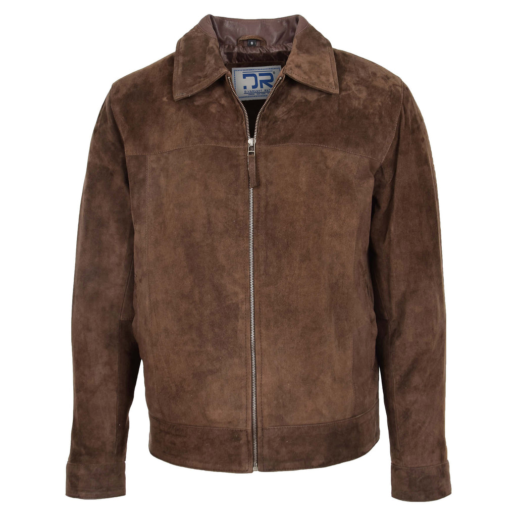 DR133 Men's Suede Leather Biker Style Jacket Brown 1