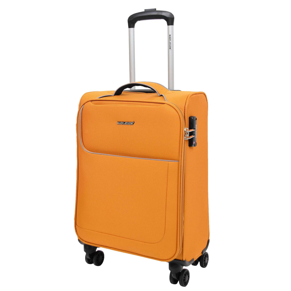 DR521 Lightweight 4 Wheel Soft Hand Luggage Cabin Size Suitcase Yellow 1
