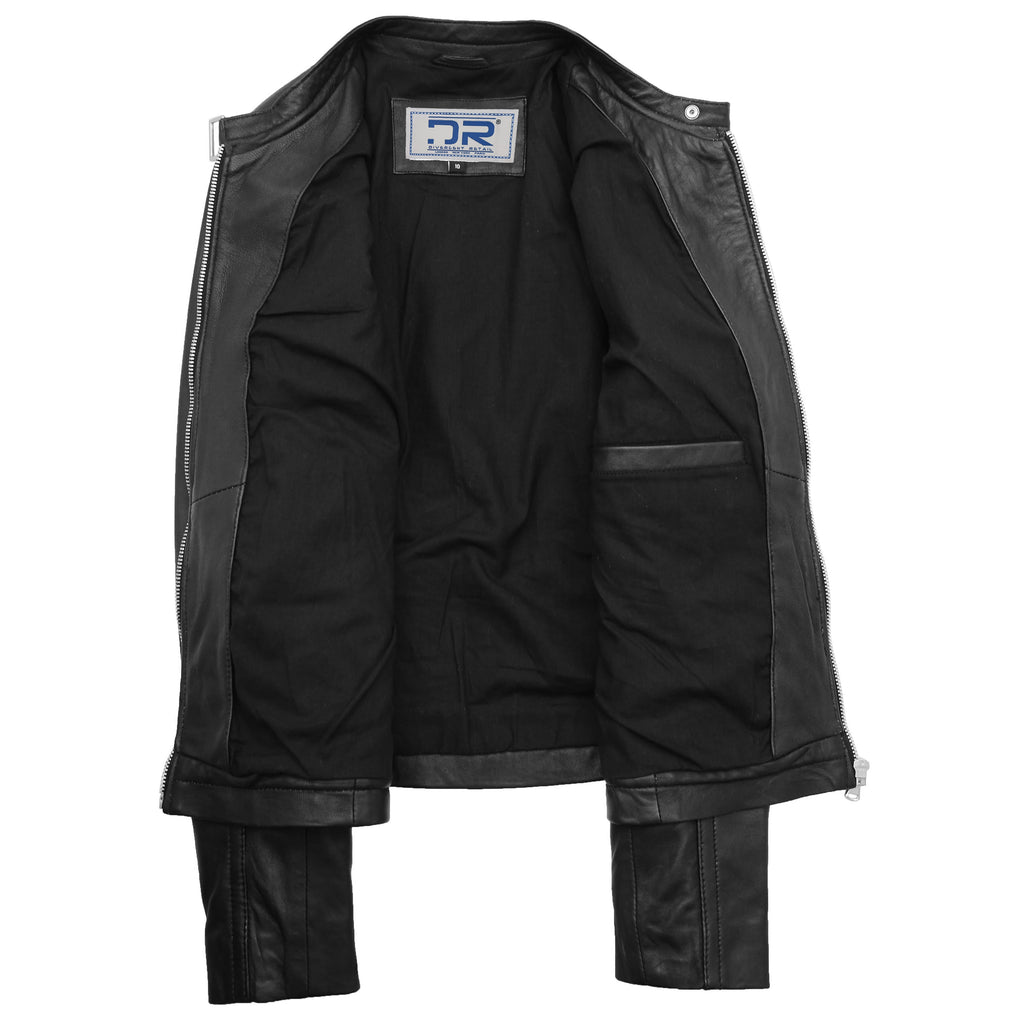 DR247 Women's Soft Leather Biker Style Jacket Black 6