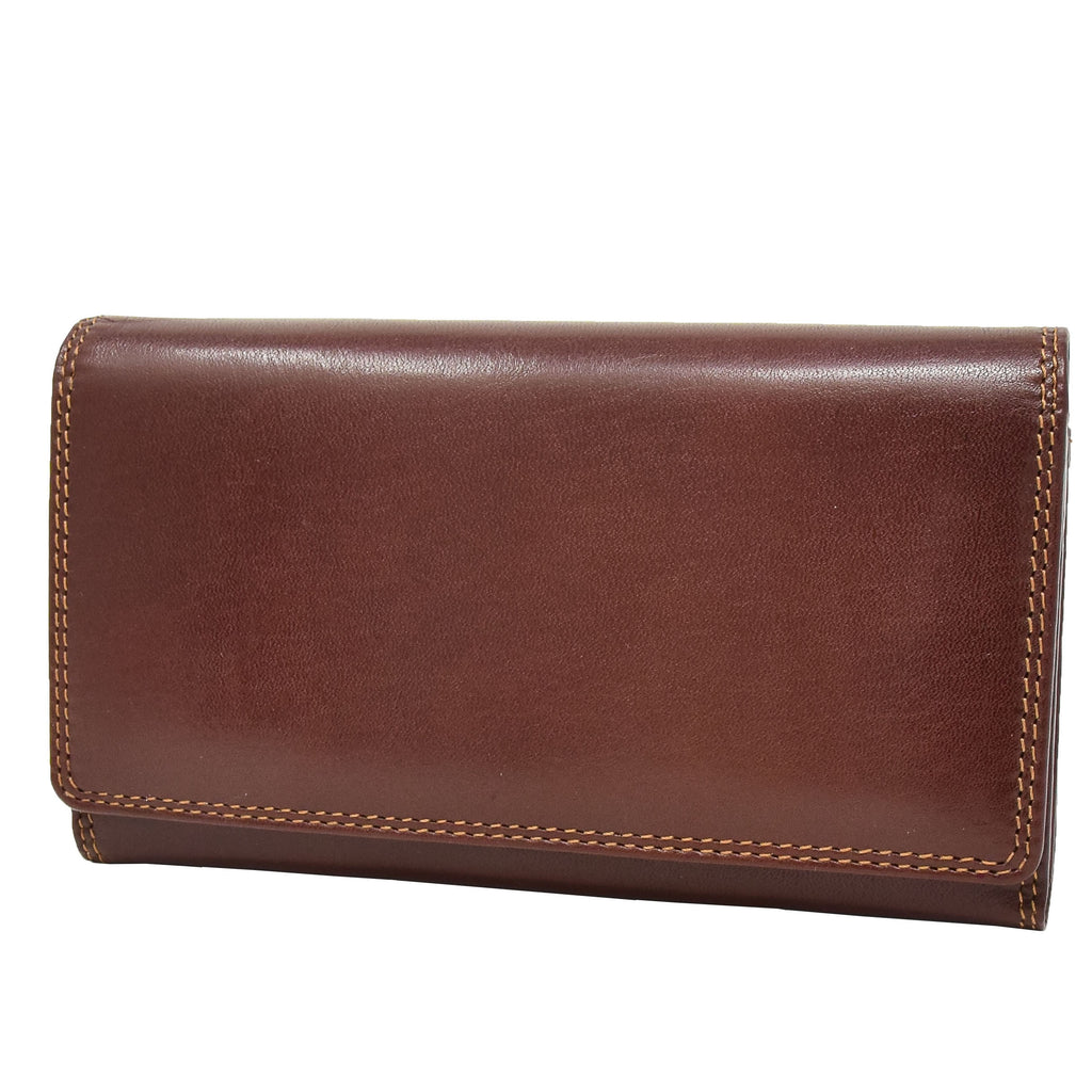 DR432 Women's Envelope Style Leather Purse Brown 1
