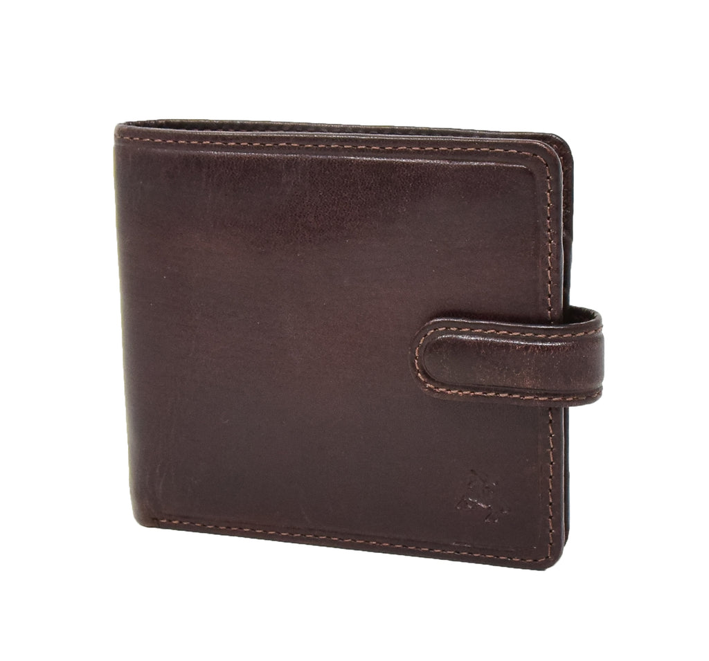 DR438 Men's RFID Slim Fold Leather Wallet Brown 2