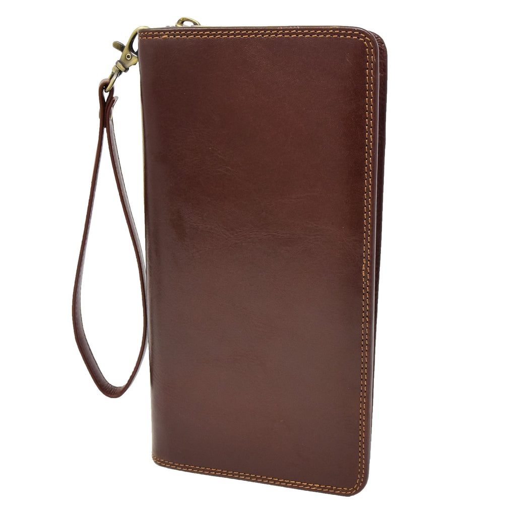 DR433 Exclusive Leather Passport Travel Wallet Brown 1