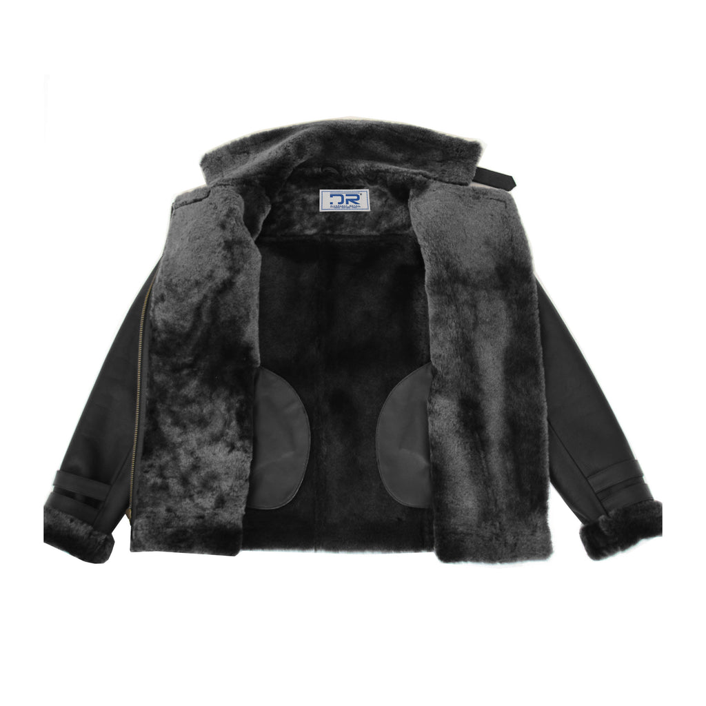 DR251 Women's Sheepskin Italian Classic Look Leather Jacket Black 7