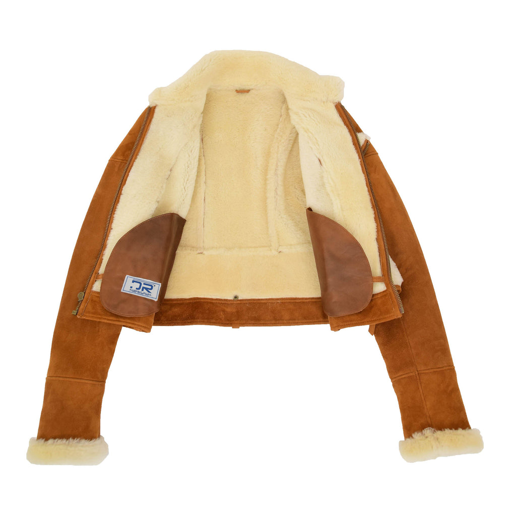 DR250 Women's Real Sheepskin Celebrity Style Jacket Tan 7