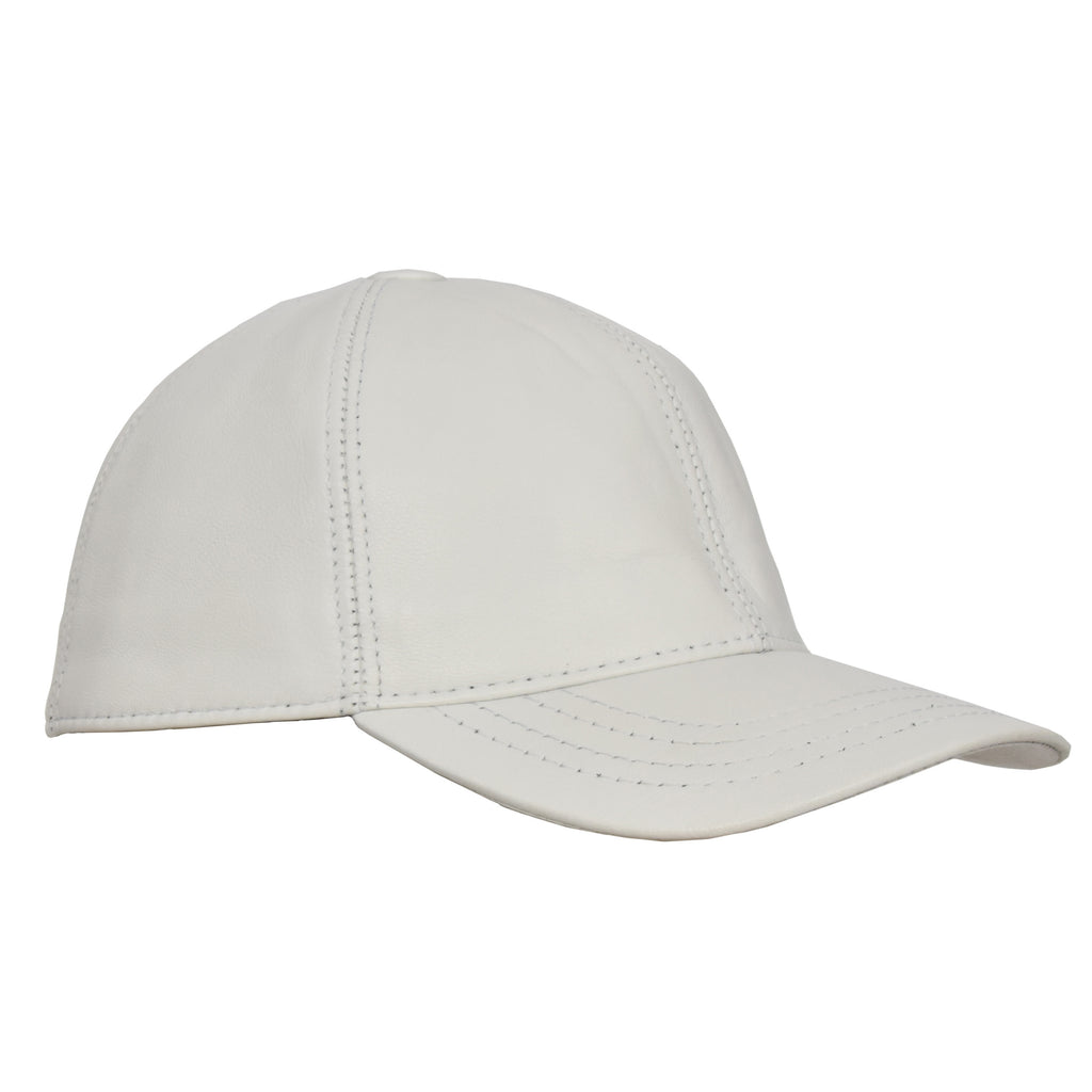 DR395 Classic Leather Baseball Cap White 1