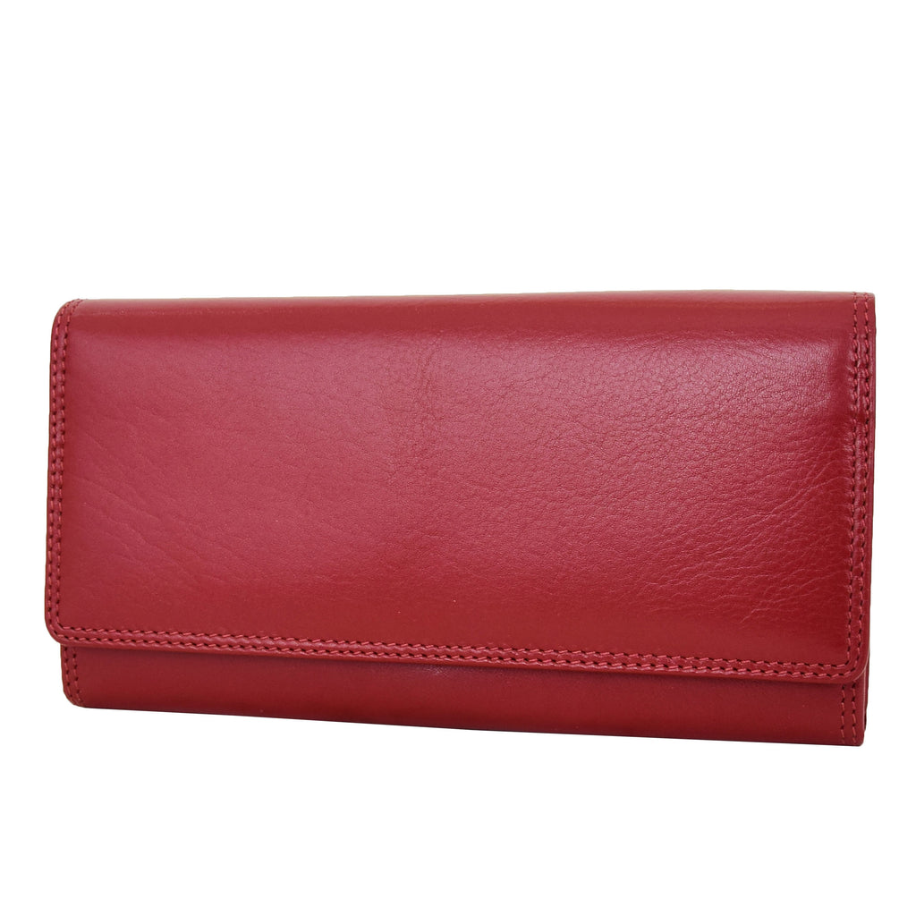 DR428 Women's Envelope Style Leather Purse Red 1