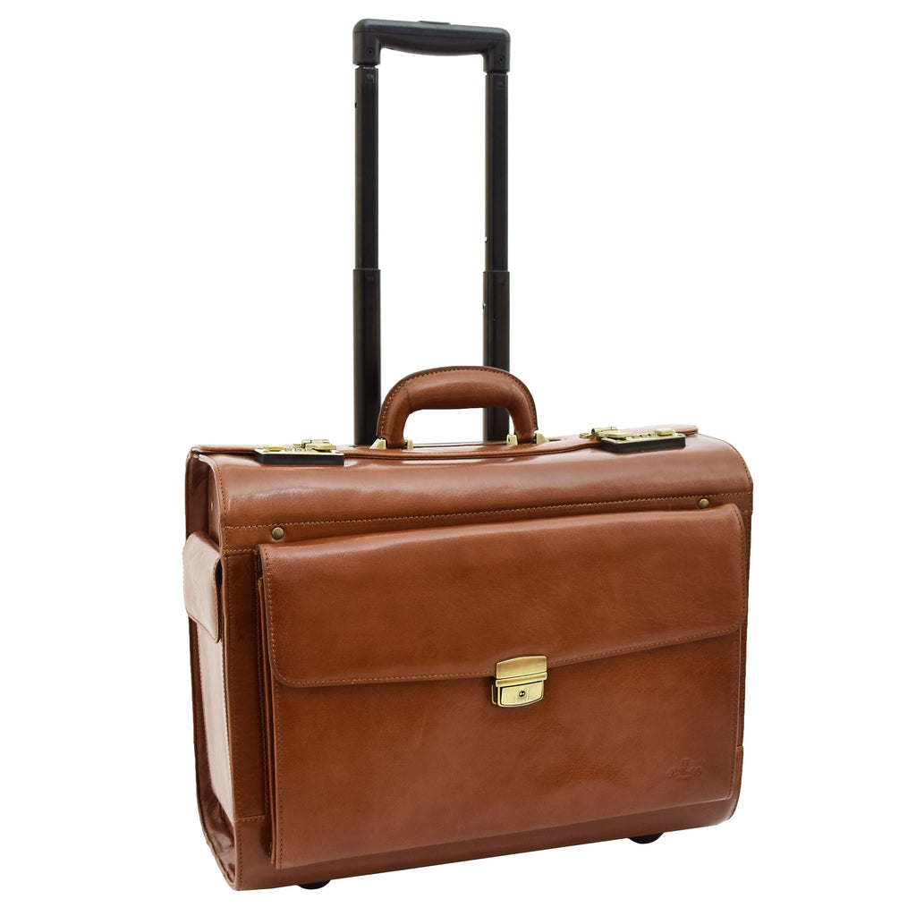 DR478 Exclusive Leather Pilot Case Laptop Bag Cognac 1