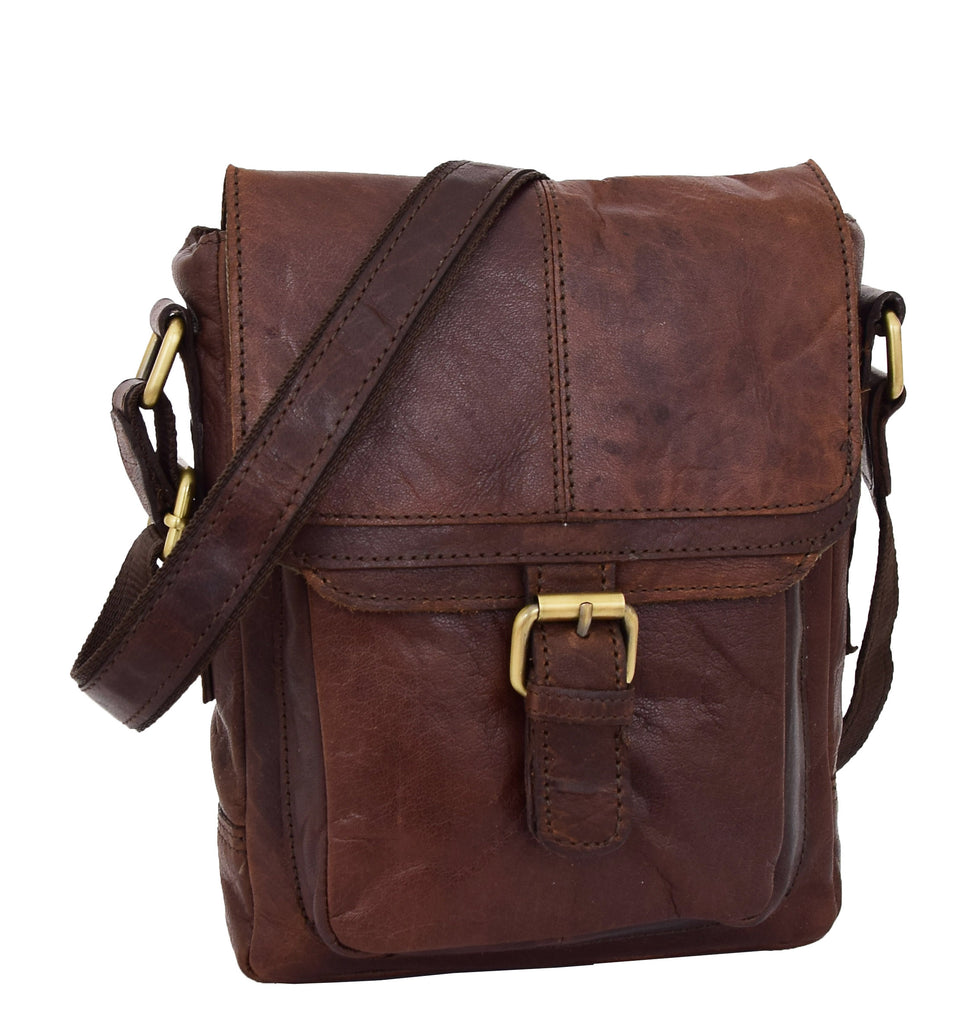 DR286 Real Leather Vintage Cross Body Bag Classic Brown 1