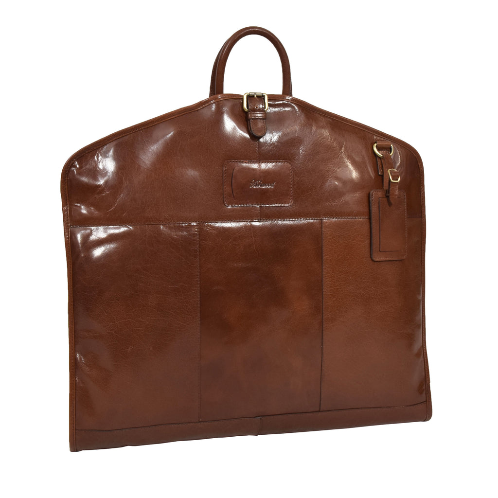 DR281 Buffalo Leather Suit Carrier Garment Bag Chestnut 1