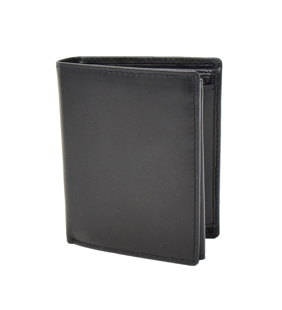 DR417 Men's Soft Leather Small Bifold Wallet Black 1