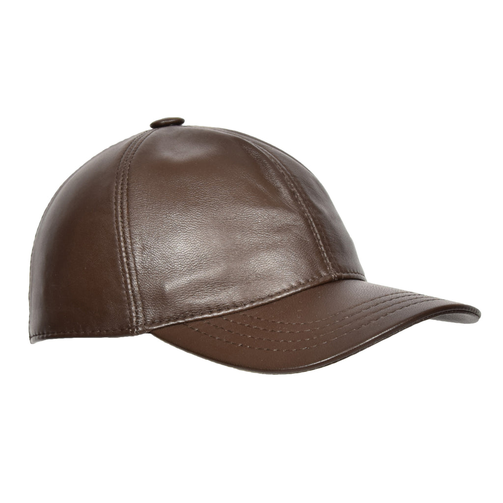 DR395 Classic Leather Baseball Cap Brown 1