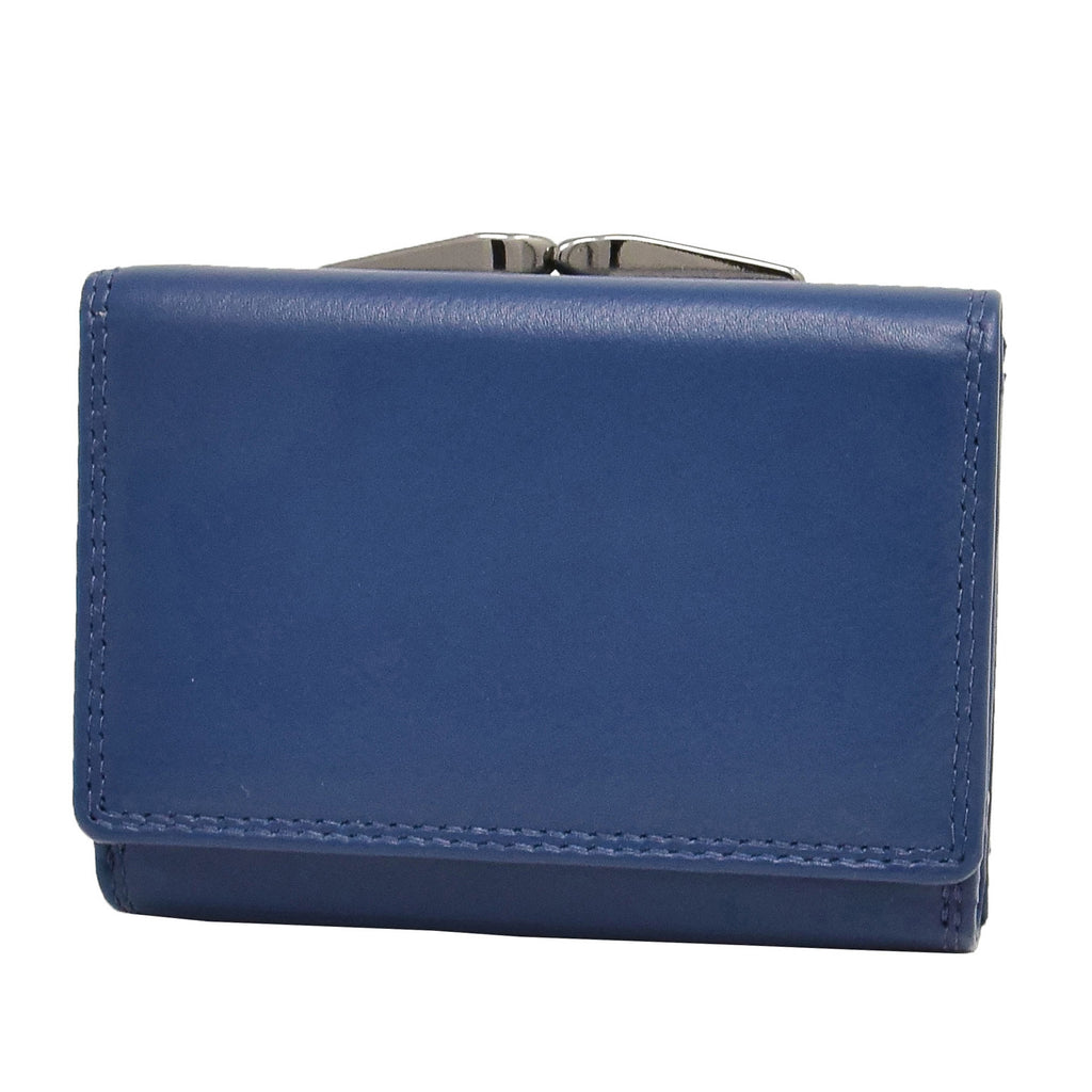 DR413 Women's Metal Frame Leather Purse Navy 1
