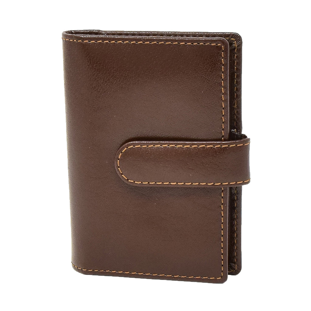 DR401 Real Leather Compact Credit Card Wallet Brown 1