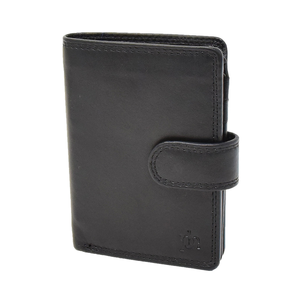 DR414 Small Leather Credit Card Wallet Black 1