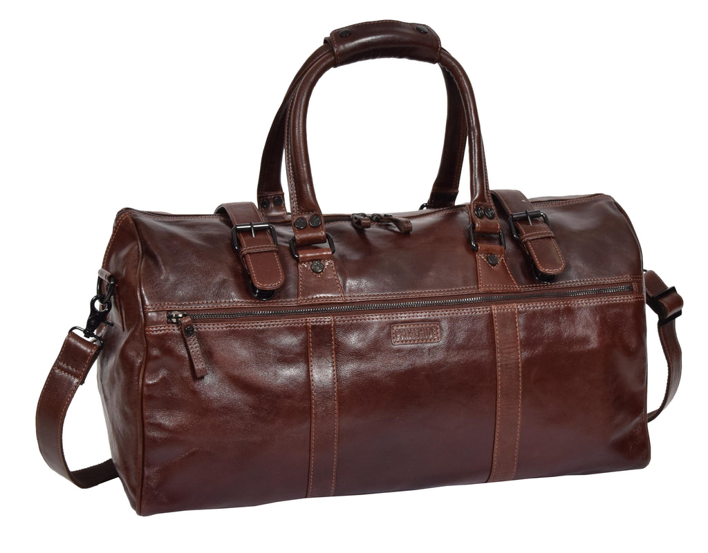 DR329 Brown Luxury Leather Holdall Travel Duffle Bag 12